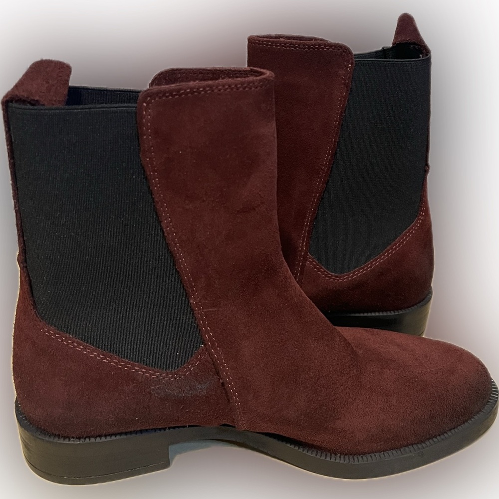 Emanuele Crasto Mid-Calf Burgundy Suede Pull-On Boots size 6.5 - Picture 4 of 14